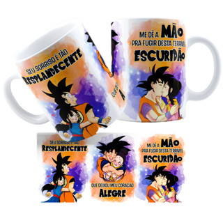 Caneca xicara Porcelana Goku Seu Sorriso É Tão Resplandecente