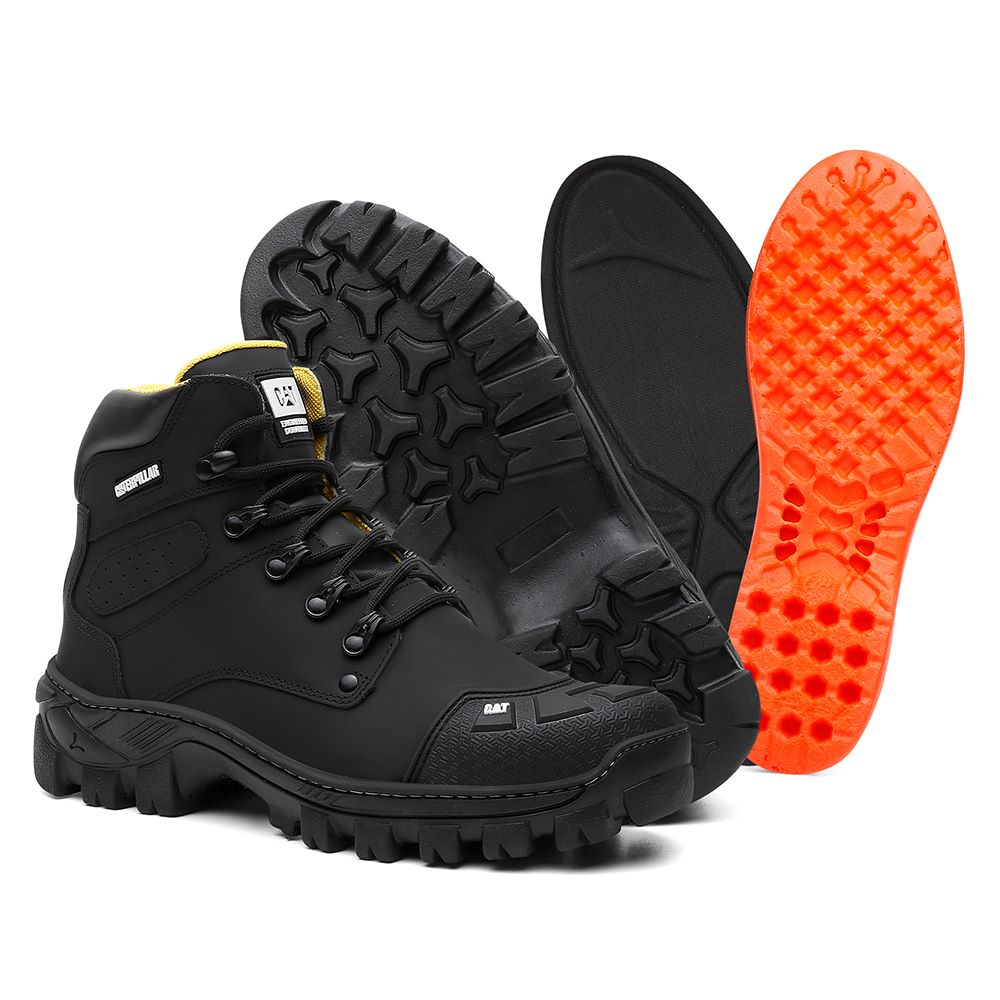 Bota Caterpillar Adventure Couro Legítimo Bege Trilha Coturno Botina Conforto