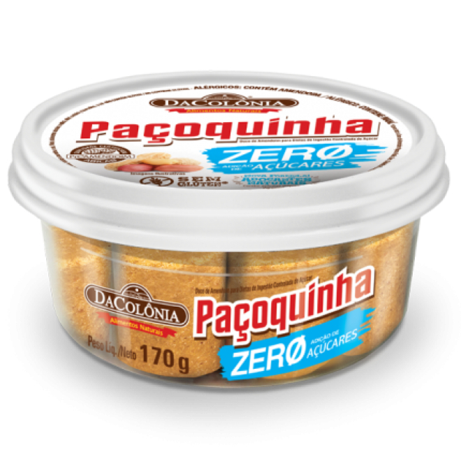 Paçoca Rolha Zero Áçucar - Dacolônia - 170 g