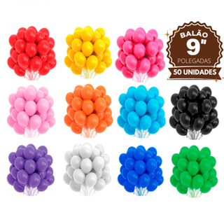 50 Unidades Balão Bexiga Liso Número 9 Polegadas - Balões Bexigas Várias Cores Para Festas e Comemorações em Oferta na Shopee