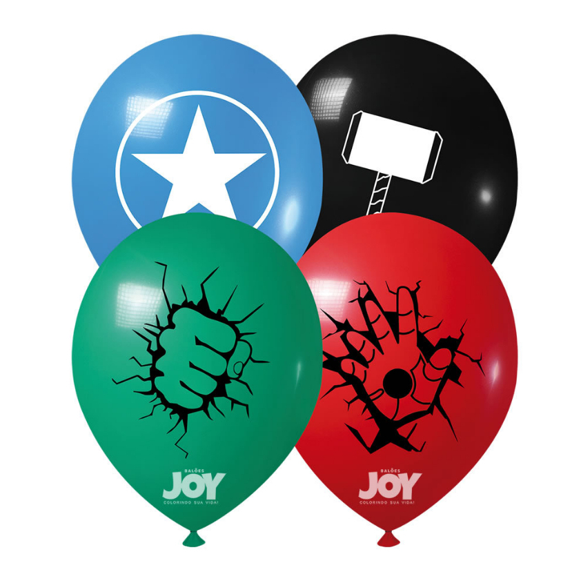 25 Unidades Balão Bexiga Vingadores Número 9 Polegadas para Festas e Comemorações