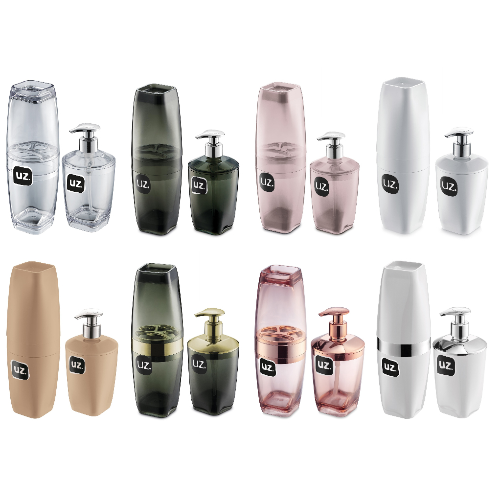 Kit Luxo Banheiro Porta Escova de Dente e Porta Sabonete Liquido - UZ em Oferta na Shopee