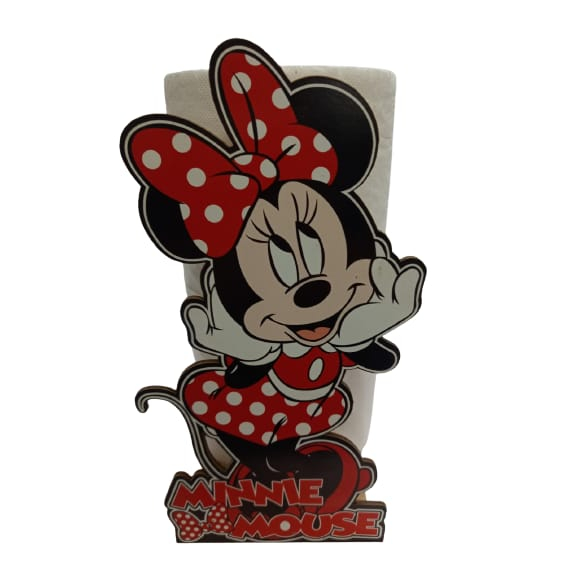 Porta Rolo Papel Toalha da Minnie Vermelho em MDF
