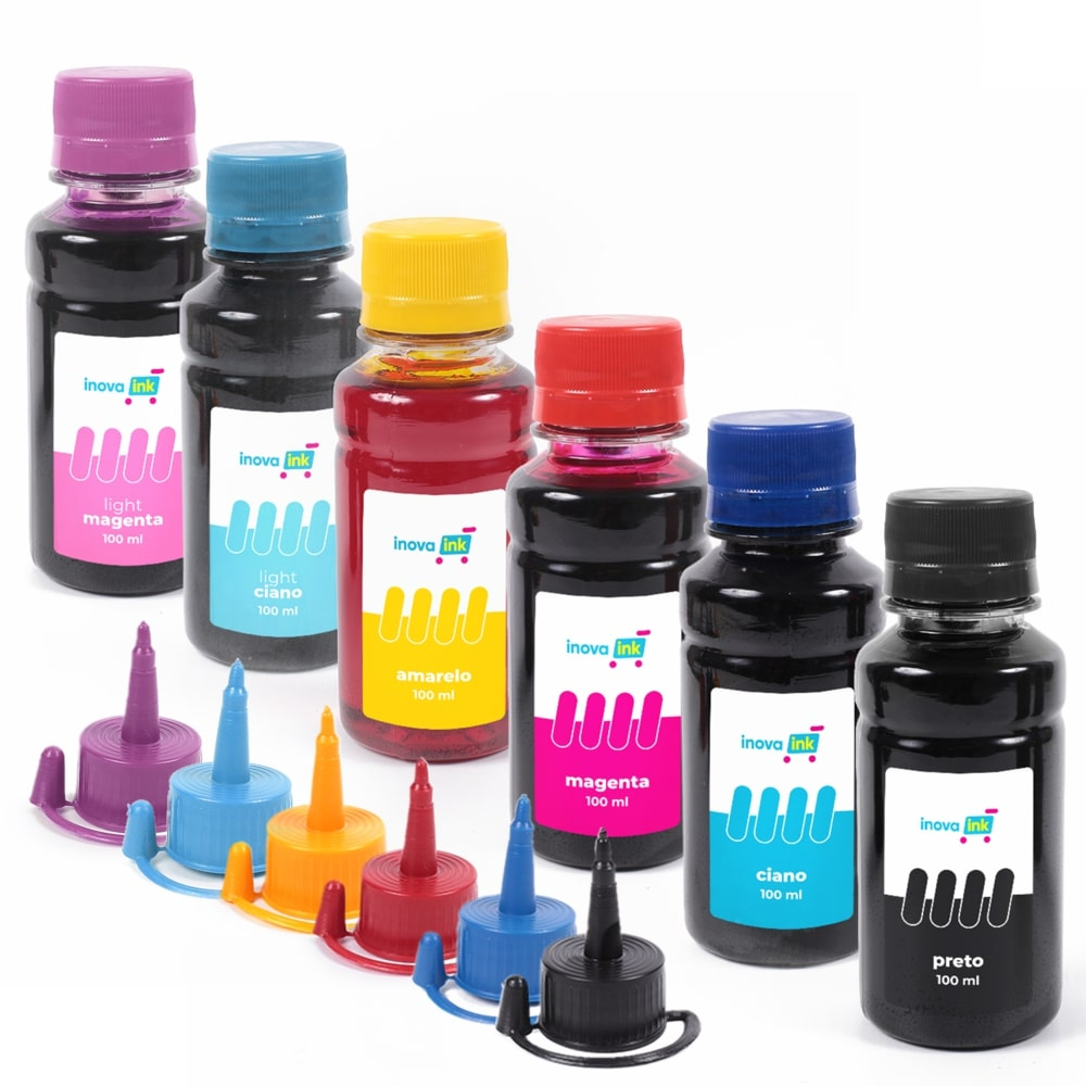 Kit 6 Tintas Compatível Impressoras Epson T673 L800 L805 L850 L1800 t50 Tx720 Tx730 100ml Inova Ink
