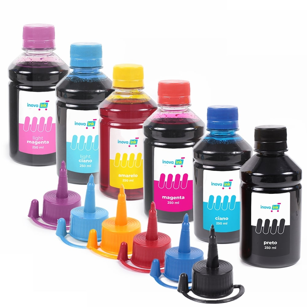 Kit 6 Tintas Compatíveis Impressora Epson T673 L800 L805 L850 L1800 t50 Tx720 Tx730 250ml Inova Ink