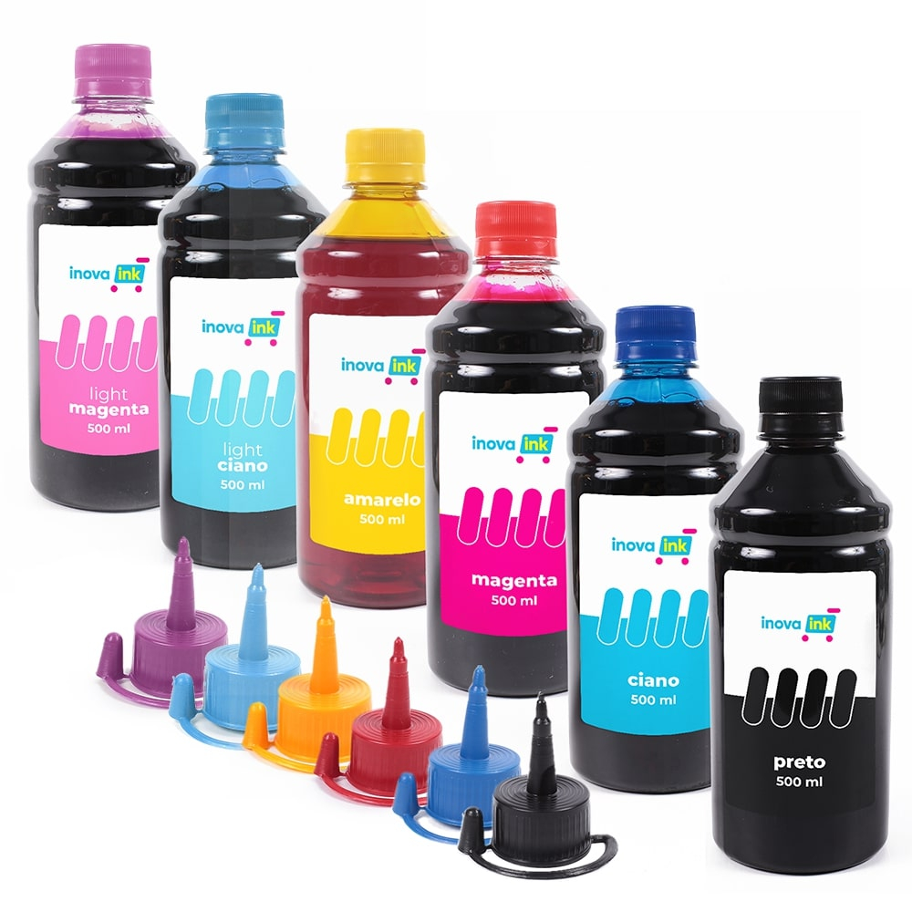 Kit 6 Tintas Compatíveis Impressora Epson T673 L800 L805 L850 L1800 t50 Tx720 Tx730 500ml Inova Ink