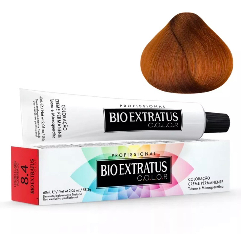 Coloração Creme Bio Extratus 8.4 Louro Claro Acobreado em Oferta na Shopee