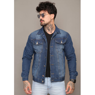 Jaqueta Masculina Jeans Escuro sem Rasgo