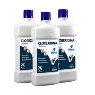 Kit C/3 Shampoo Clorexidina 500ml - World Veterinária em Oferta na Shopee