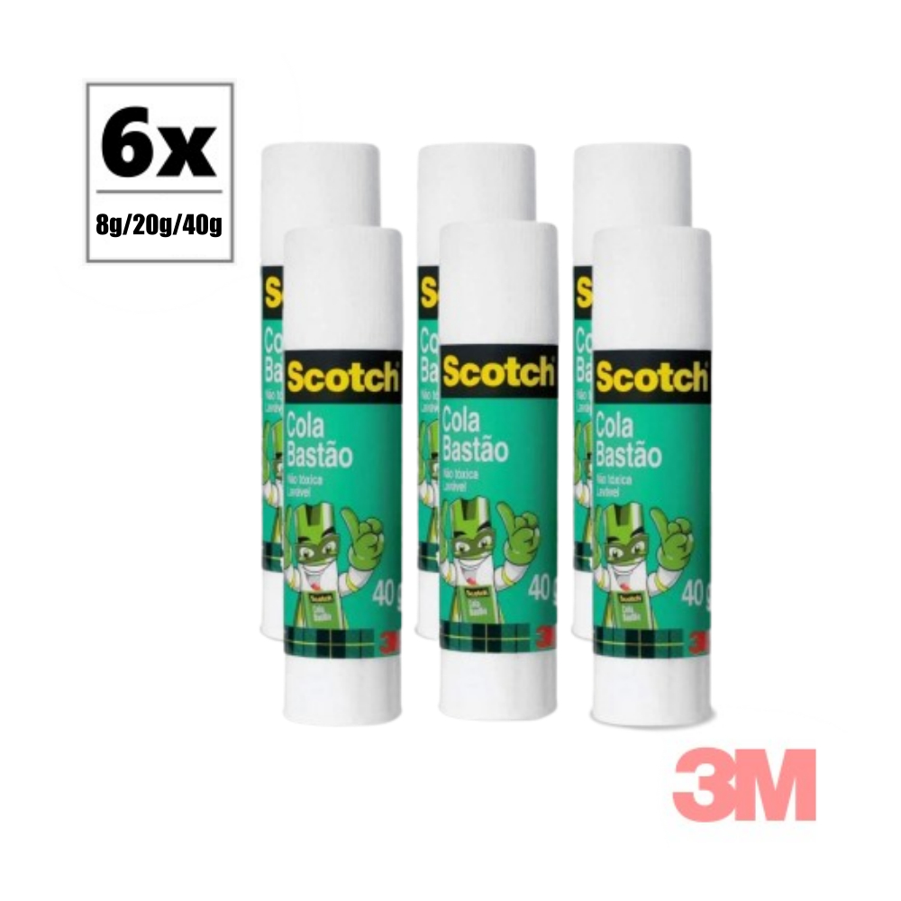 Cola em Bastão 3M Scotch Kit c/ 6 Unidades