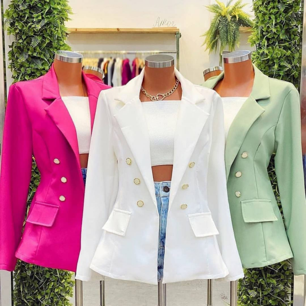 Blazer Alfaitaria Feminino Casaco Social Luxo Com Botões Varias Cores Casaco tendencia