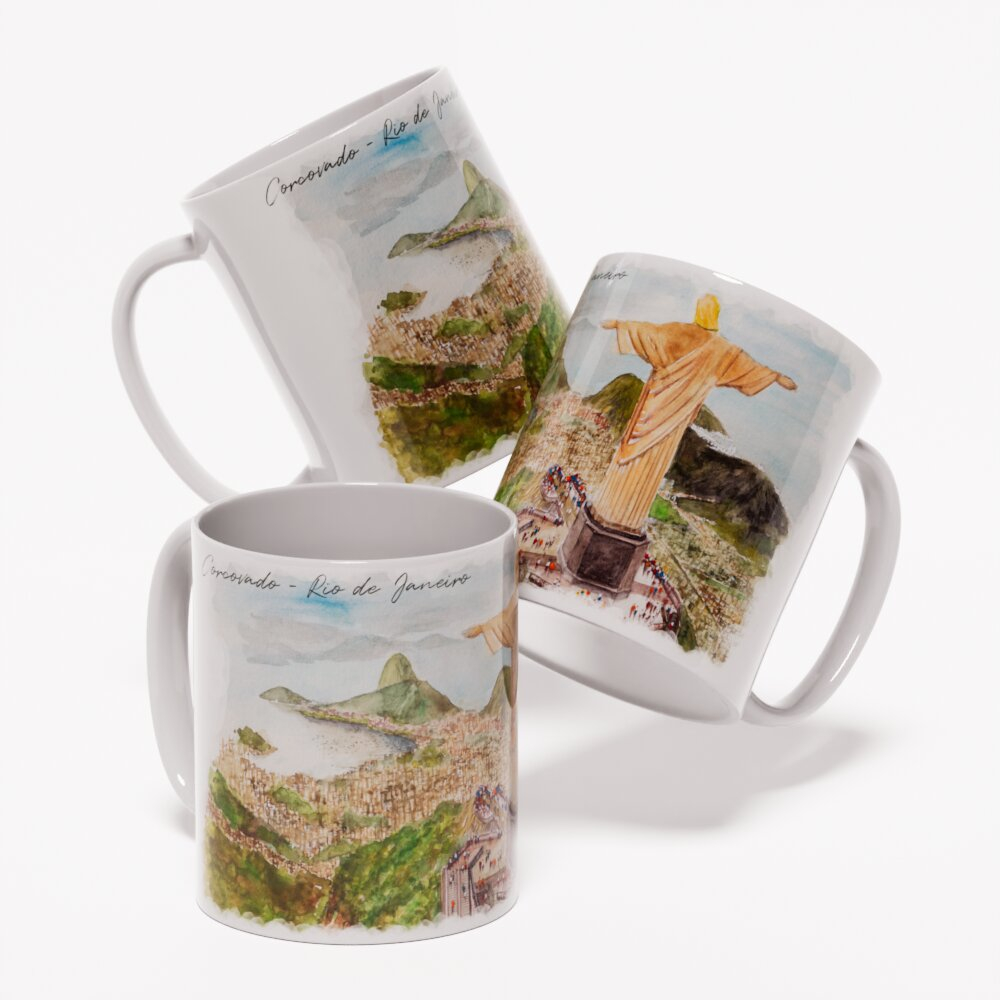 Caneca Rio de Janeiro Corcovado Cristo Redentor | Caneca de Porcelana Personalizada | Lembrança