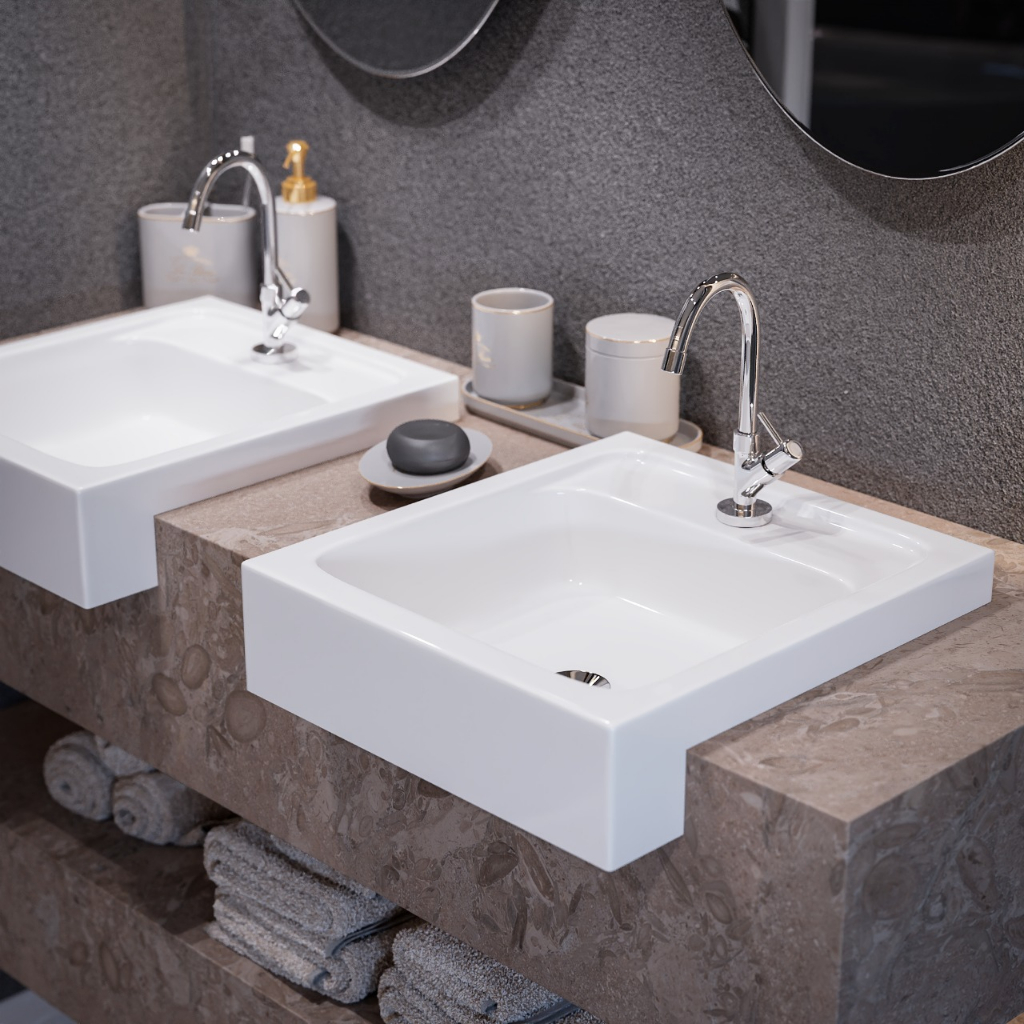 Cuba/ Pia De Apoio Semi-encaixe Genova Retangular 41 Cm Branco