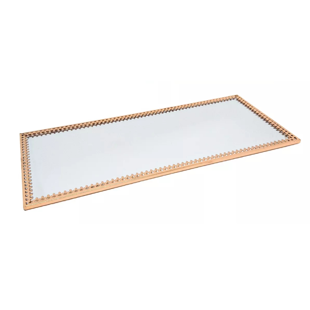Bandeja Metal Espelhada/ Espelho Decorativo Retangular Para Lavabos Rosé Gold/ Dourado/ Prata
