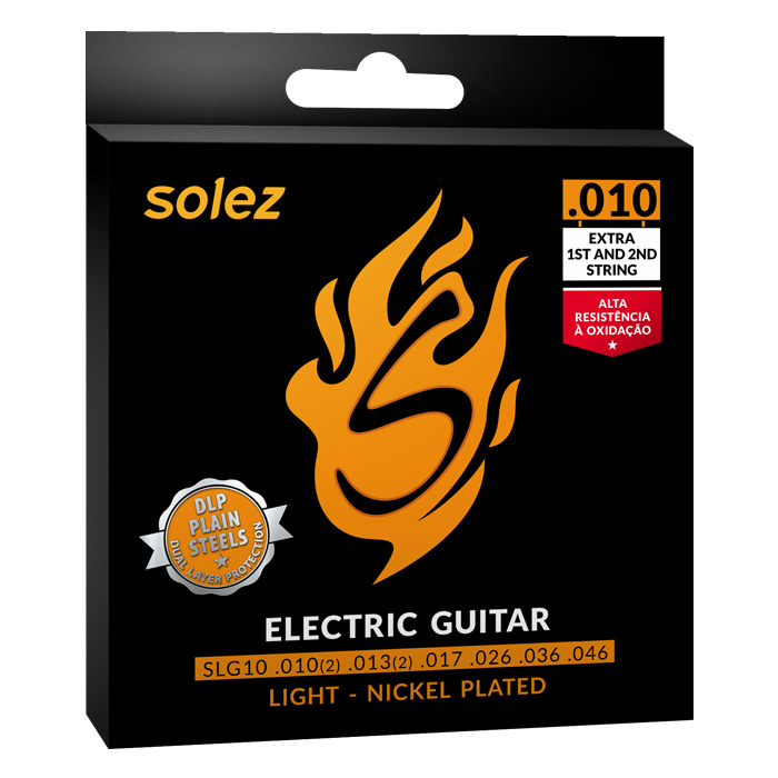 Encordoamento Solez 010/.46 Para Guitarra Slg10 Leve Dupla Camada de Proteção + 2 Cordas em Oferta na Shopee