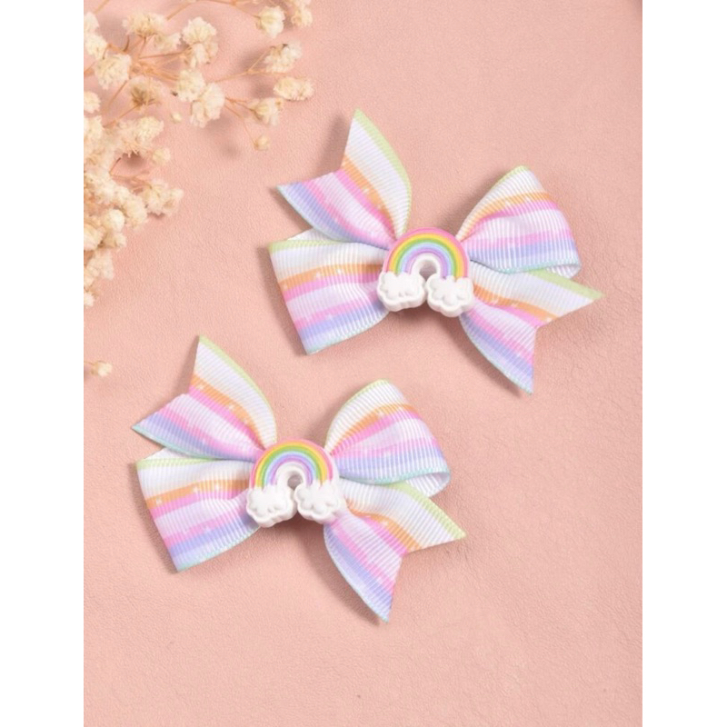 presilhas cabelo infantil arco-íris kit com 2
