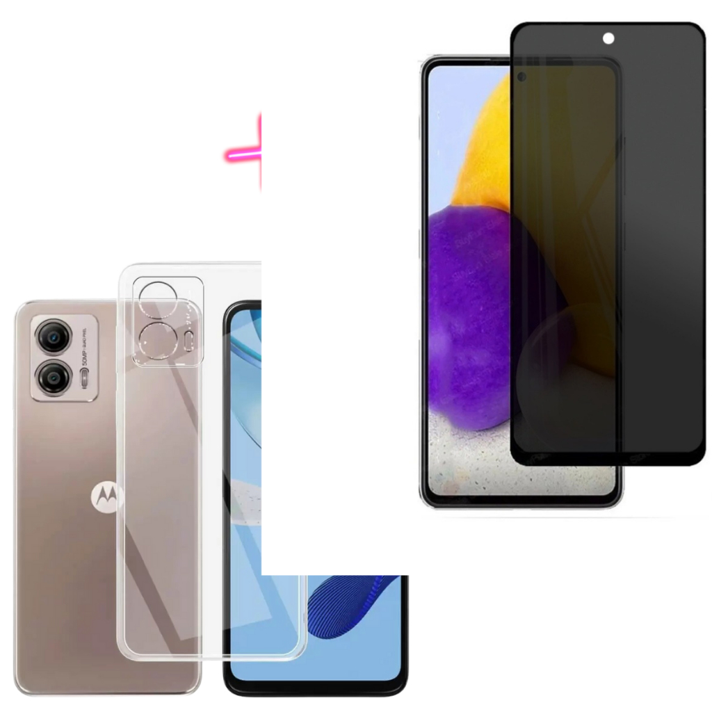 Kit Capa Anti Impacto + Película Privacidade p/ Moto G53 em Oferta na Shopee
