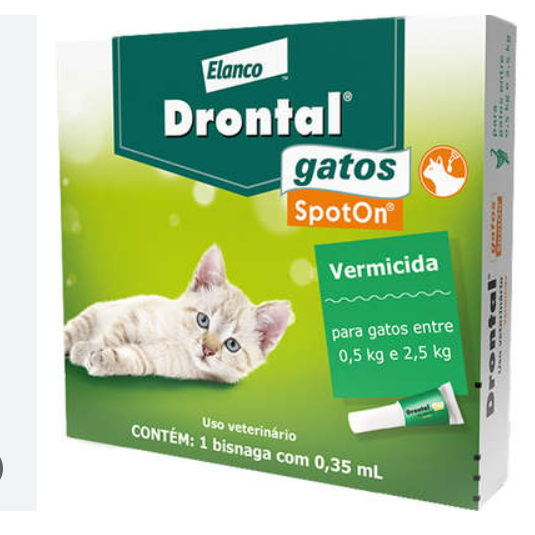 Drontal Spot On Cats 0,35ml Vermífugo para Gatos até 2,5kg SpotOn 1 Bisnaga Elanco - Pets