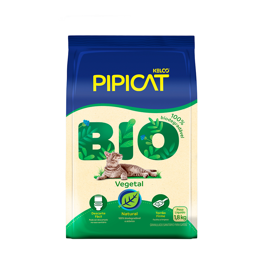 Areia Higiênica Pipicat Bio Vegetal 1,8 kg