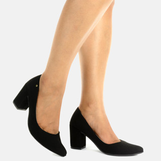 Scarpin Feminino Salto Bloco Quadrado Geométrico Modelo Tradicional Moda Modesta