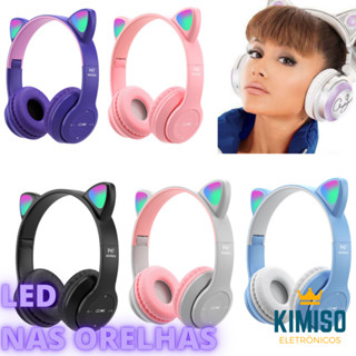 Fone Sem Fio Bluetooth Fone Orelha De Gatinho Gato Headphone Bluetooth Led Sem Fio Com Microfone