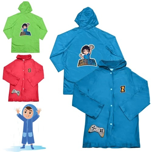 Capa de Chuva Infantil Impermeável Touca Capuz Ajustável Menino