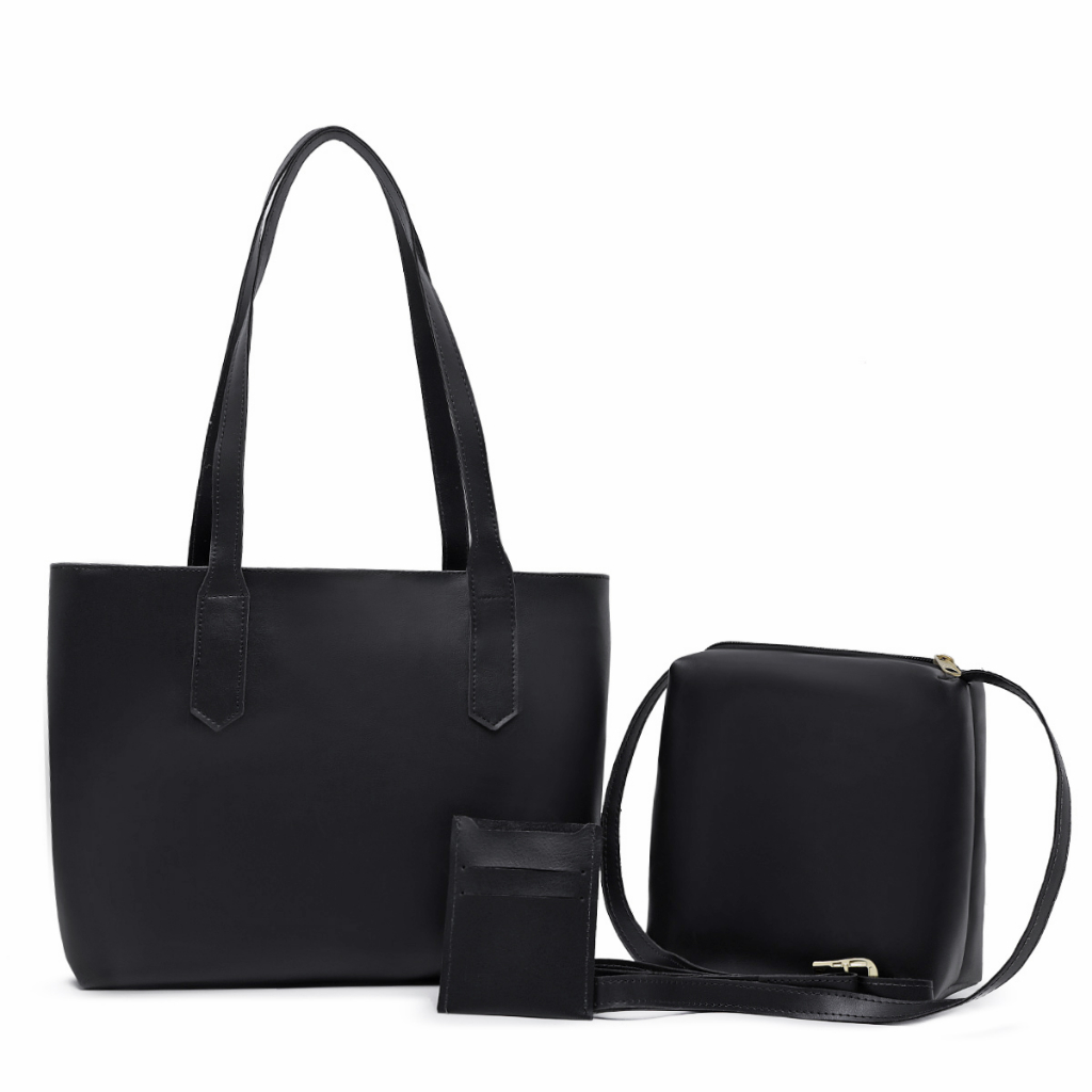 Kit Bolsinha Pequena Transversal + Bolsa Feminina Sacola e Porta Cartão