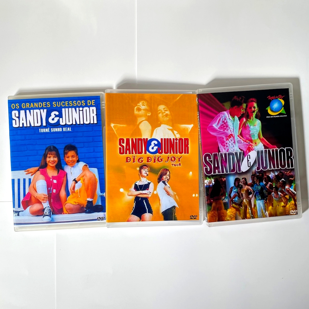 DVD Sandy e Junior Turnê Dig Dig Joy, DVD Sandy e Junior Turnê Sonho Real e DVD Sandy e Junior Rock in Rio (kit 3 DVDs)