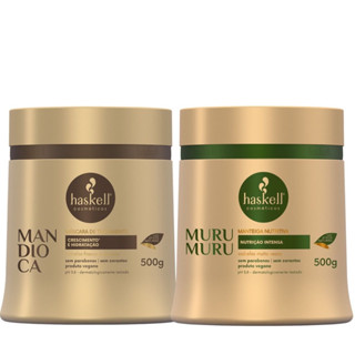 Kit Haskell Máscara Mandioca 500g Hidratação + Máscara Murumuru 500g Nutrição em Oferta na Shopee