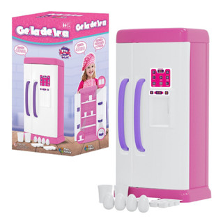 Geladeira Infantil Grande De Brinquedo Cozinha Com 8 Acessórios Menina