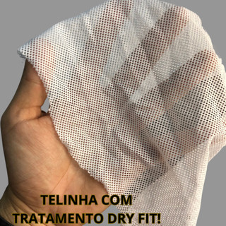 Tecido Malha Furadinho Dry Fit Tela 2x2 - 100% Poliéster - Branco e Preto
