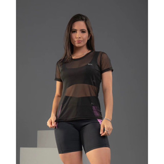 Camiseta de tule blusa transparente