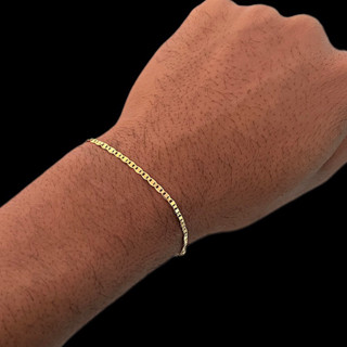 Pulseira Masculina 18cm Piastrini 2mm Banhado A Ouro 18k