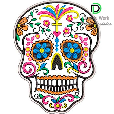 Patch Bordado Caveira Mexicana 20x15 cm Cód.1767 - fixação costura