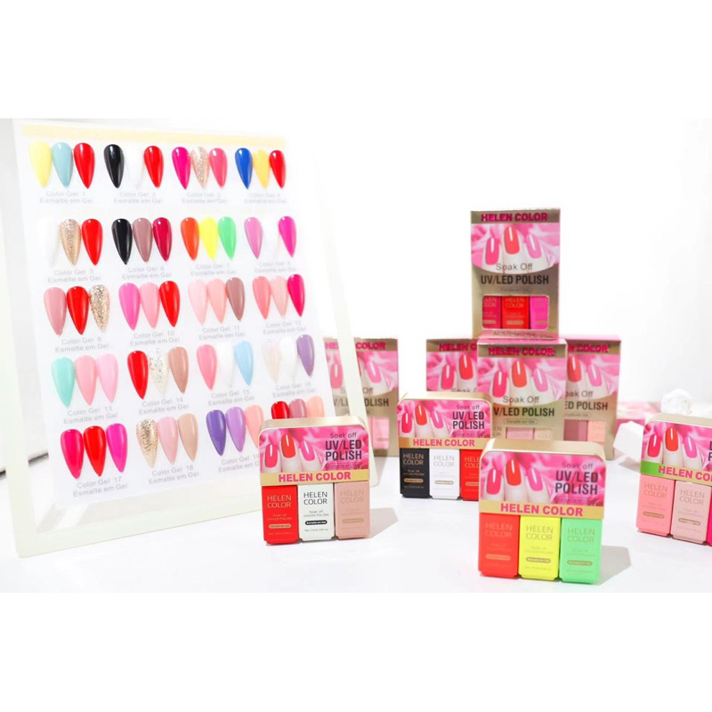 Kit c/ 3 Esmaltes em Gel Helen Color UV/LED 21ml, Trio de Esmalte de Unhas e Nail Art para Manicure Profissional em Oferta na Shopee