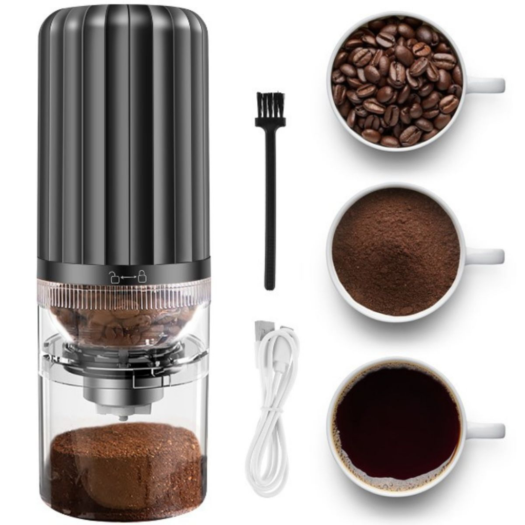 Moedor de café elétrico portátil, núcleo de moagem cerâmica, moedor carga USB tipo C