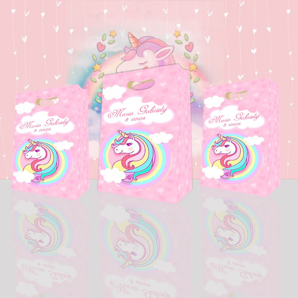 10 Sacolinhas Unicórnio Sacola Supresa unicornio Aniverário Lembrancinha Personalizada