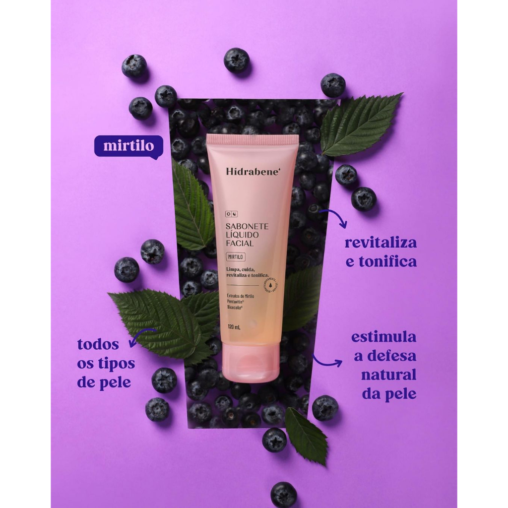 Sabonete Líquido Facial Hidrabene Camomila, Hamamelis ou Mirtilo 120ml em Oferta na Shopee