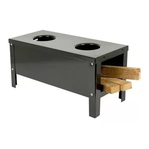 Fogão A Lenha Portátil Camping Aço Carbono Multiuso 2 Bocas