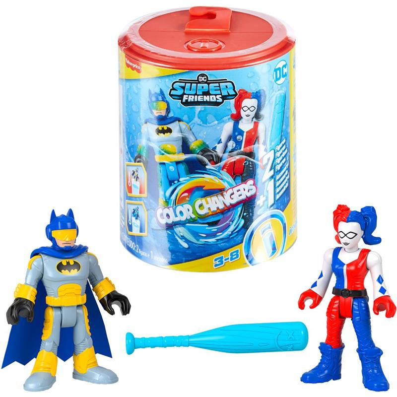 Batman E Harley Quinn - Arlequína e Batman Imaginext Color Changers Muda De Cor - DC Super Friends