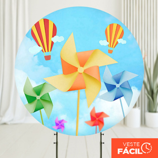 Painel Redondo Cata-Vento em tecido 1,50m com Elástico para Festas em Oferta na Shopee