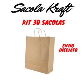 Sacola de Papel Kraft Pardo PP P M G GG XG - 30 UNIDADES em Oferta na Shopee