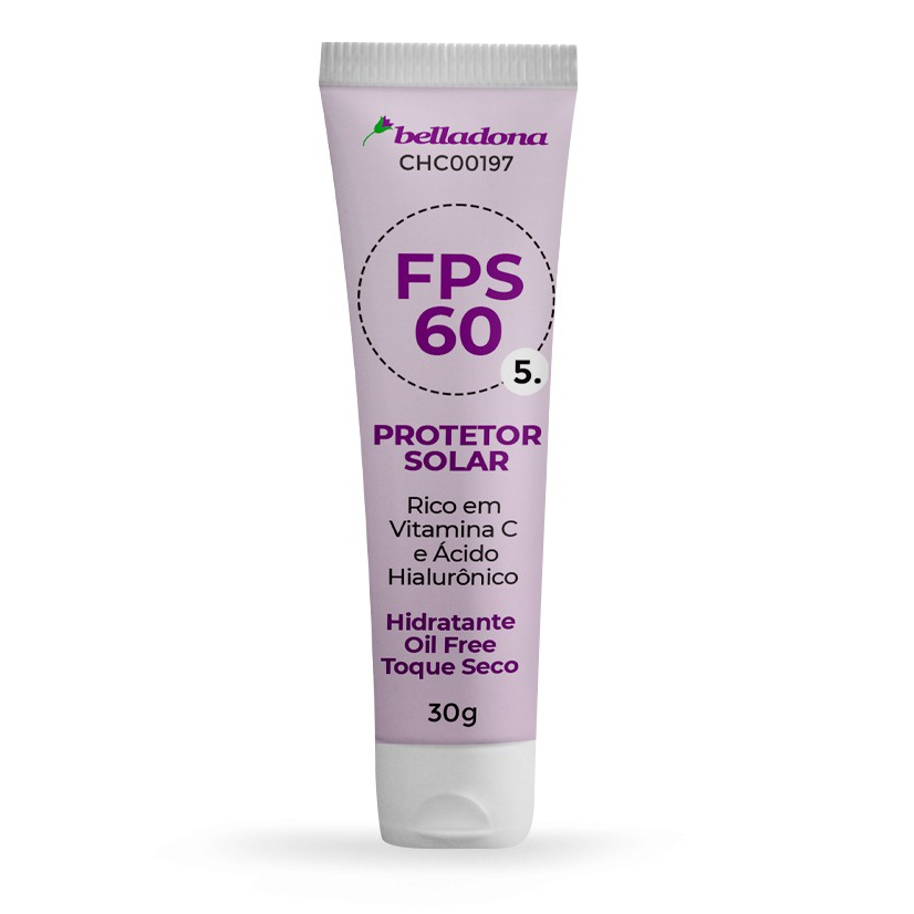 Protetor Solar FPS 60 30g Rico em Vitamina C e Ácido Hialurônico - Belladona Essentials