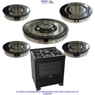 CONJ. COMPLETO QUEIMADORES FOGÃO DAKO TURBO GLASS PTO 100% ORIGINAL em Oferta na Shopee