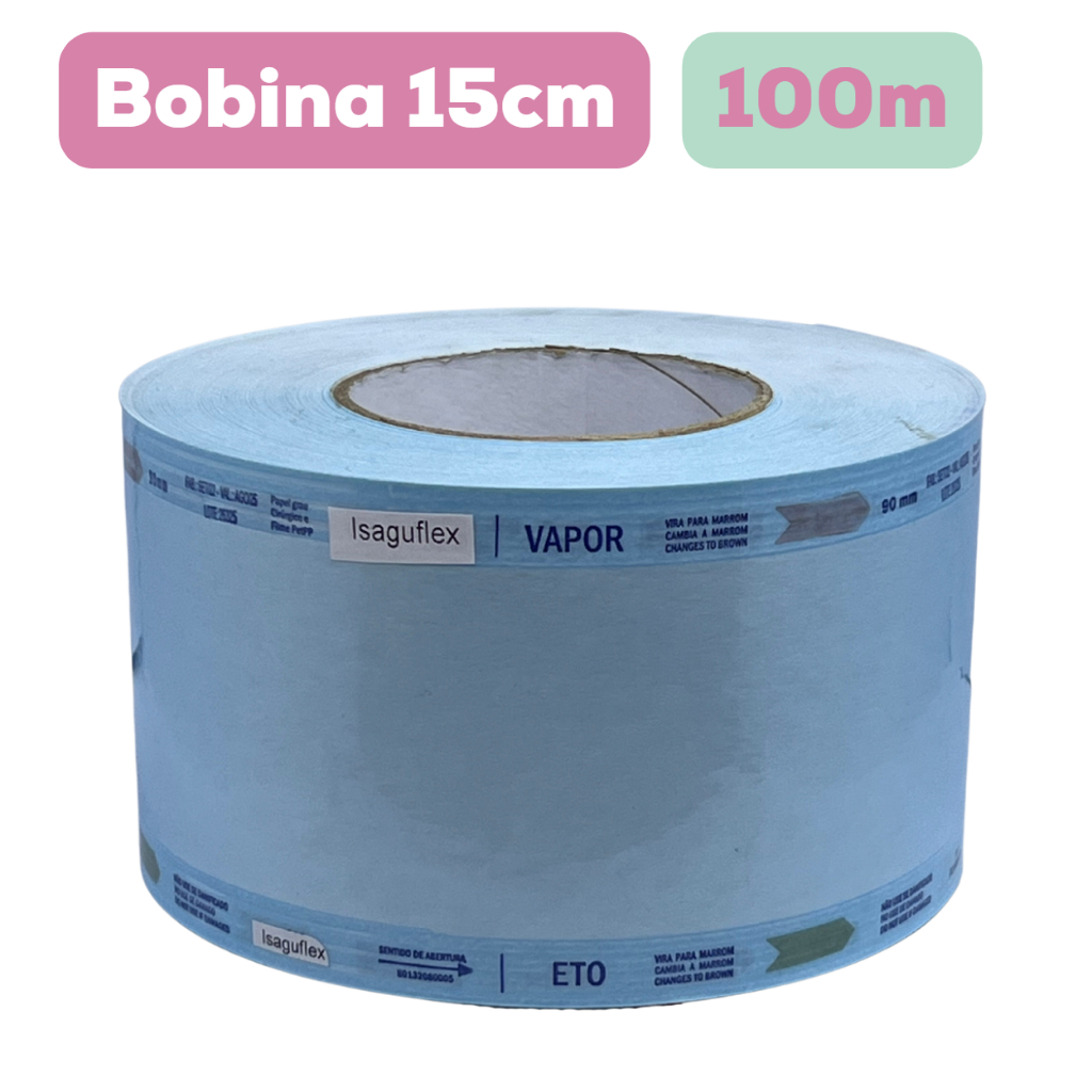 Rolo Bobina Esterilização 15cm X 100m - Bobina Rolo Para Autoclave manicure dentista odontologia