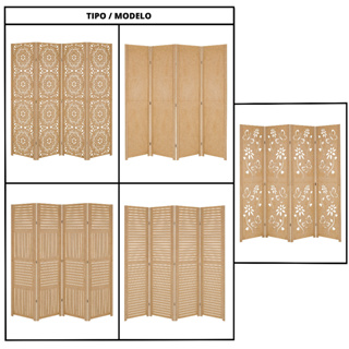 4 Biombo Sanfonado Repartido Folha Madeira Mdf Painel Separador Divisor De Ambiente Divisória Vazado Variado Escolher em Oferta na Shopee