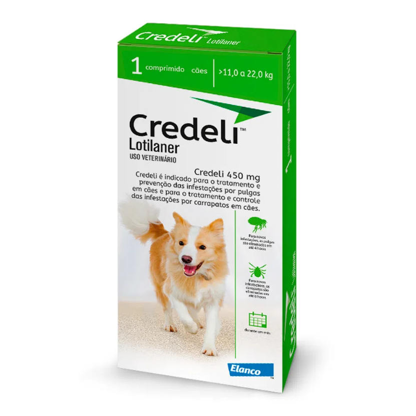 Credeli Antipulgas e Carrapatos Cães de 11 a 22kg 450mg 1 Comprimido Elanco