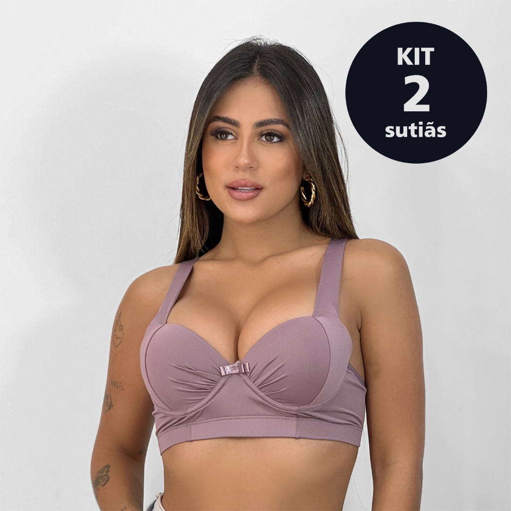 Kit 2 Sutiãs com Bojo  Reforçado Com Alça Reforçada Regulável em Oferta na Shopee