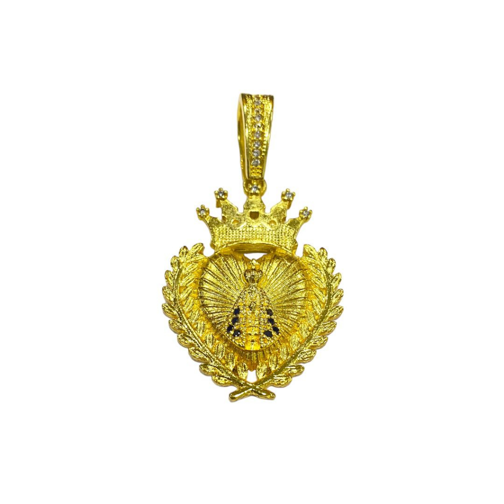 Pingente Masculino Nossa Senhora Cravejado MOEDA ANTIGA Banhado a Ouro 18 K - SOMENTE PINGENTE