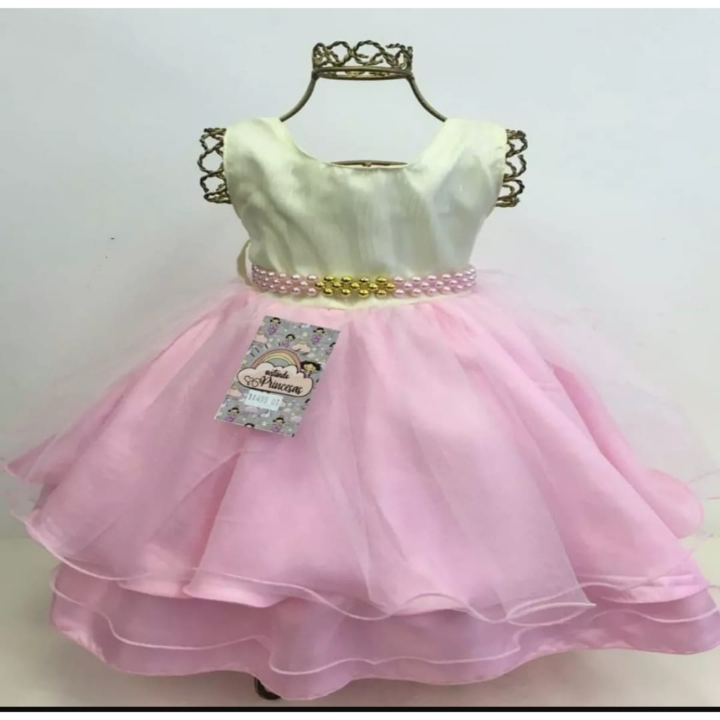 Vestido Festa Infantil e Bebê Aniversário Casamentos Festas Luxo Vestido Bebê E Primeiros Passos Festa Luxo Promocional
